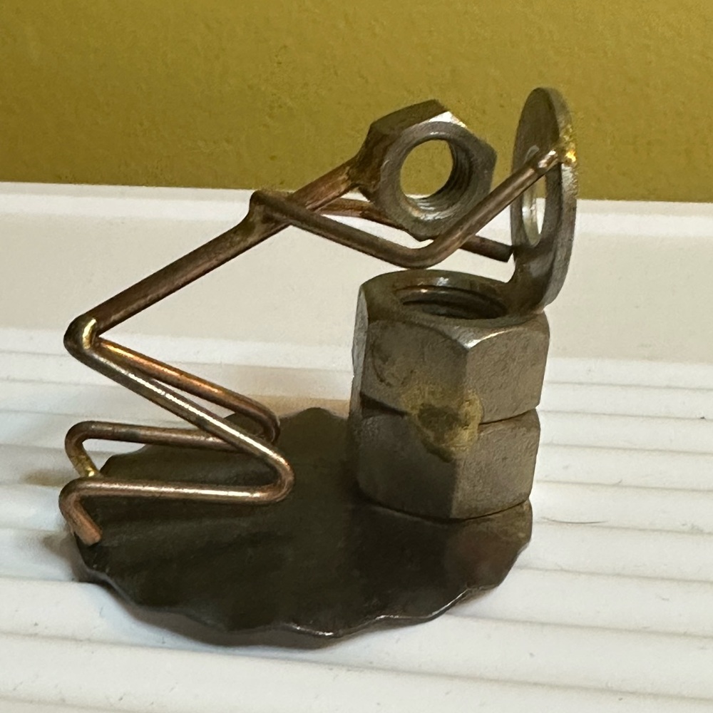 Vintage Rock Creek Metal Craft Man Puking In Toilet